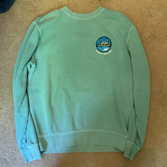 Teal blue/sea foam green Malibu Surf Shop sweatshirt. - Picture 2 of 3